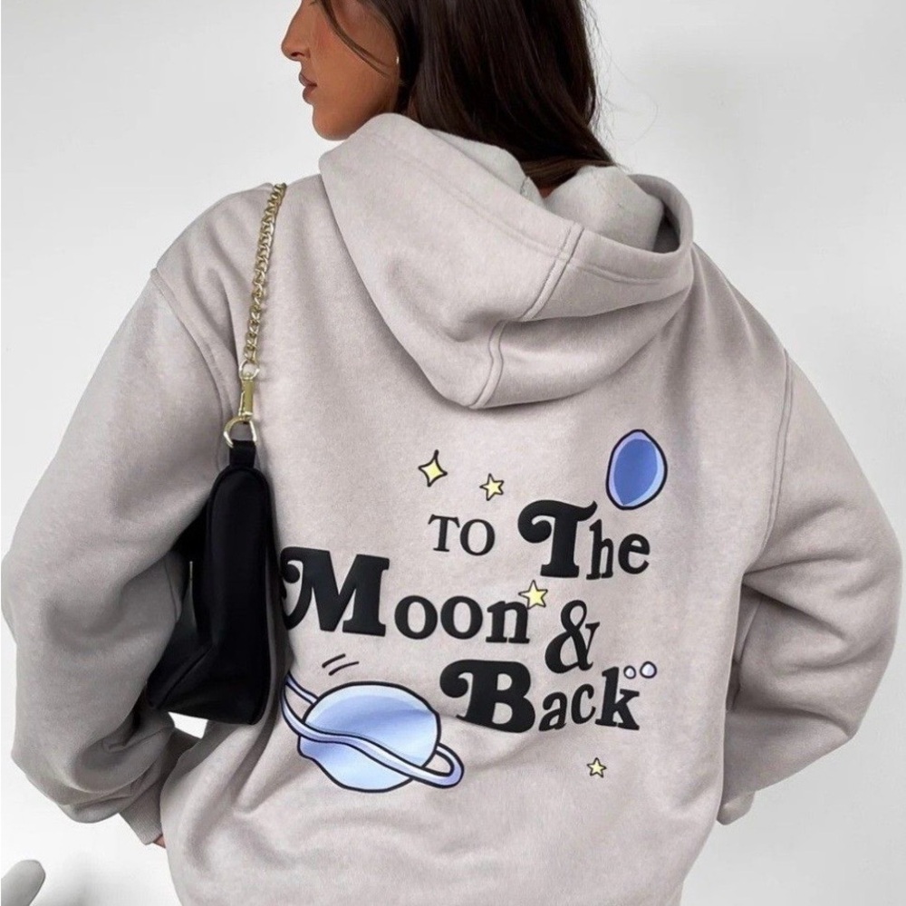 *SOLD* White Fox “To the Moon and Back” Hoodie / Lunar Grey / Size: S/M / NWOT